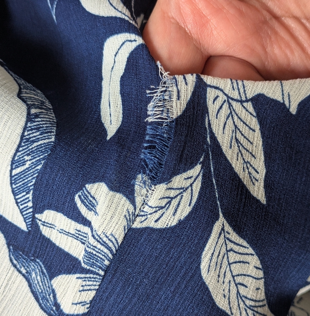 AUW Blue White Floral Tropical Wide Leg Jumpsuit w/ Pockets Shoulder Ties - Picture 9 of 16